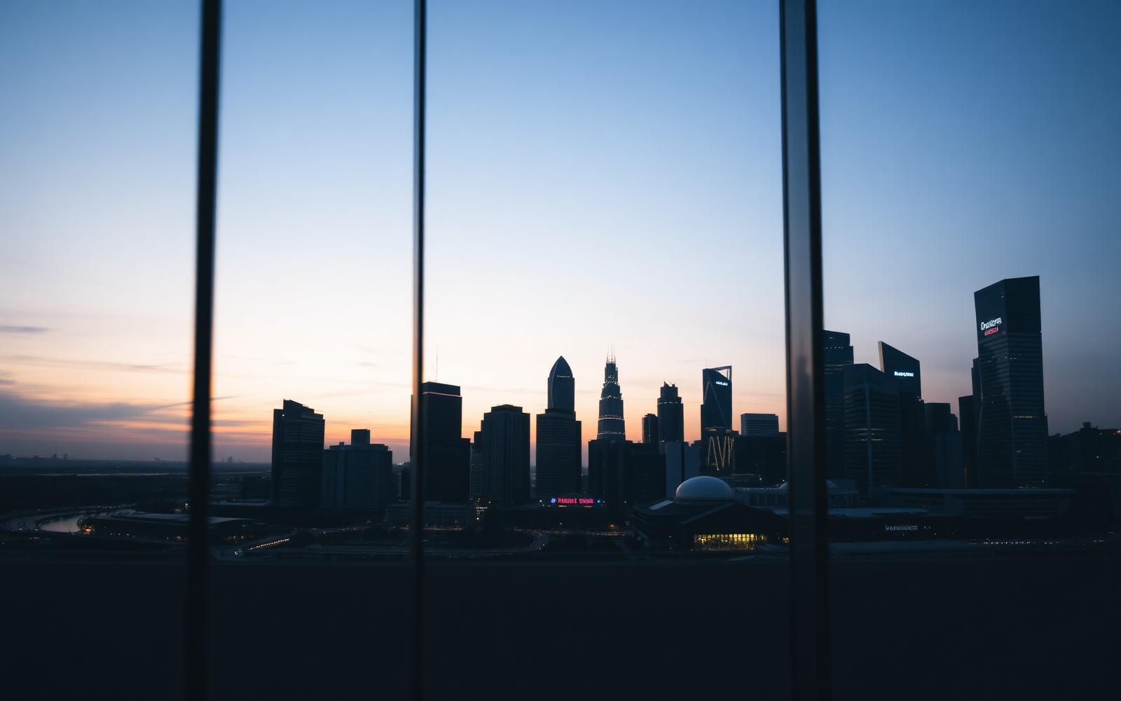 Singapore business district at dusk